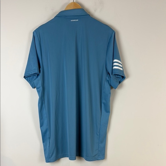 Adidas Blue Polo Shirt with Signature Stripes - Picture 3 of 5